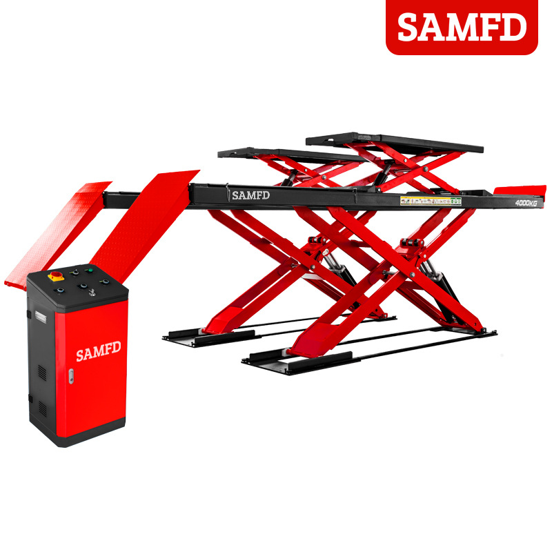 Elevador de Tijera Ultrafino de 4 Toneladas, Elevador de Coches de Doble Tijera, Sin Excavación, Calefacción por Suelo Radiante, Equipo de Reparación y Mantenimiento de Automóviles