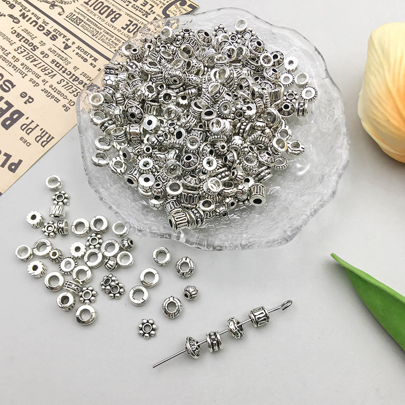 新品古銀合金ラウンド花形ビーズ間隔ビーズペンダントdiyアクセサリーアクセサリー1個|undefined