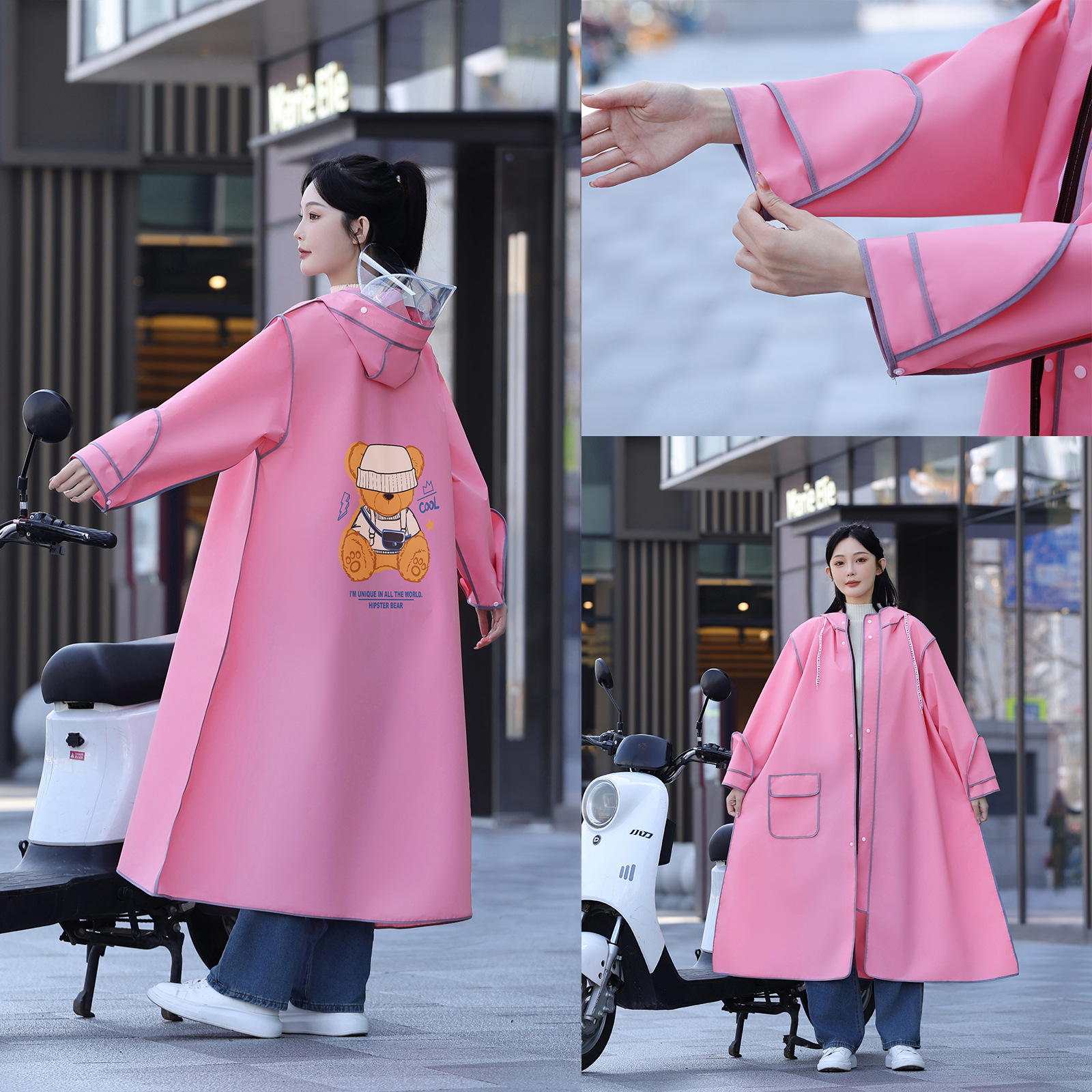 Impermeable adulto hombres y mujeres guantes de moda a prueba de lluvia montando bicicleta de coche eléctrico Cuatro en Uno impermeable de senderismo