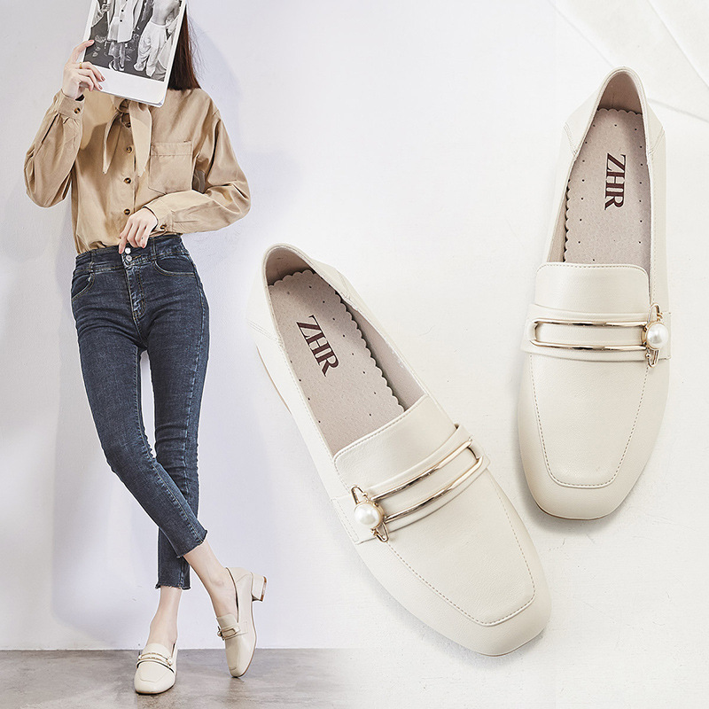 Spring ZHR2023 New Commuter Mary Jane Shoes Thick Heel Shoes Women's All-match Square Head Black Work Shoes for Women