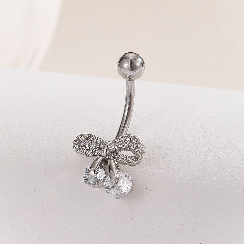 Piercing nombril en acier inoxydable avec papillon en zirconia_voghion.com