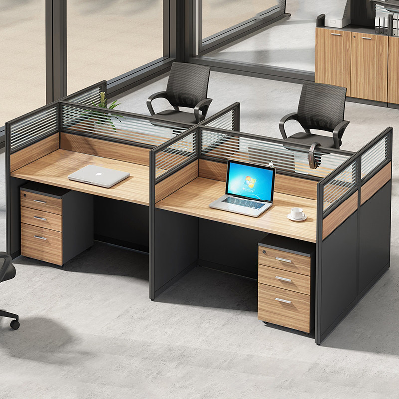 Simple moderno personal Escritorio de oficina y silla combinación de trabajo tarjeta asiento de cuatro asientos de doble asiento escritorio de la computadora