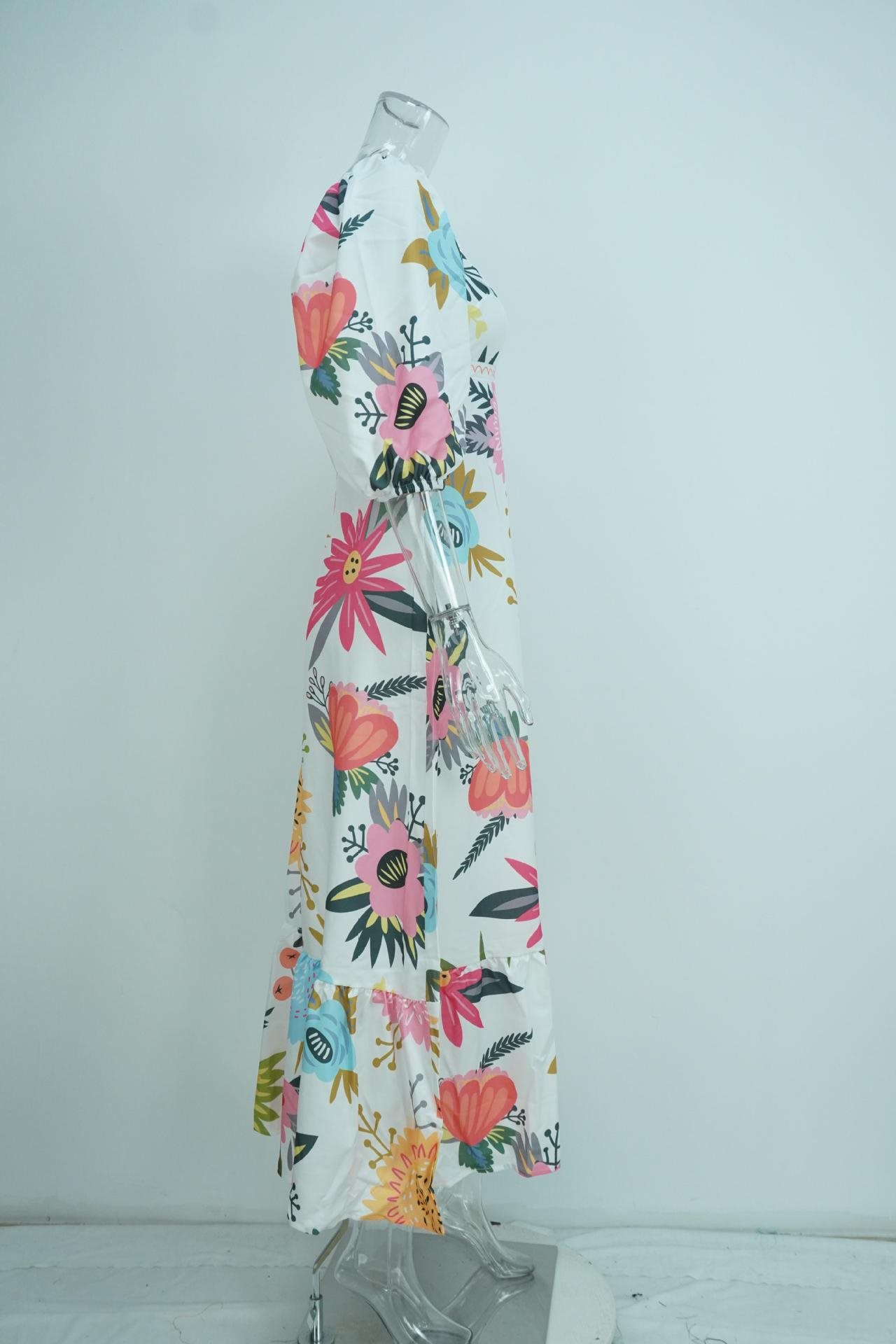 Women's Off-shoulder Printed Bodysuit With Flared Sleeves Slim Fit_voghion.com