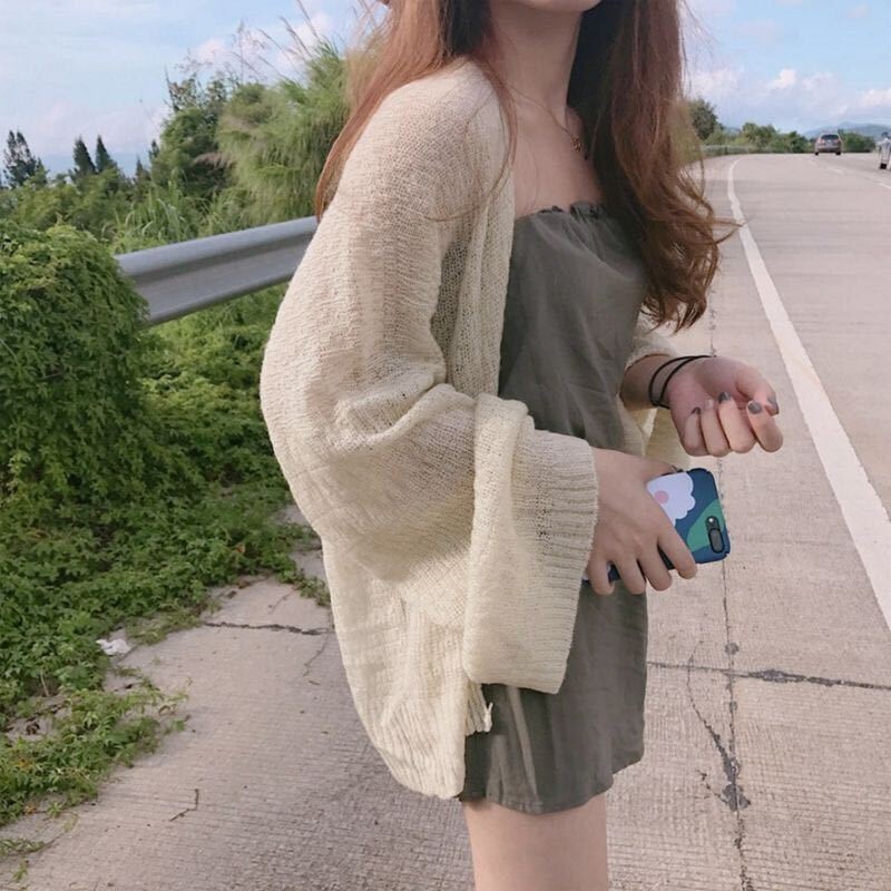 Korean Style Loose Thin 2026 Summer Slimming Sun Protection Short Jacket Long-Sleeve Knit Cardigan Air Conditioning Shawl for Women Korean Style Loose Thin 2026 Summer Slimming Sun Protection Short Jacket Long-Sleeve Knit Cardigan Air Conditioning Shawl for Women