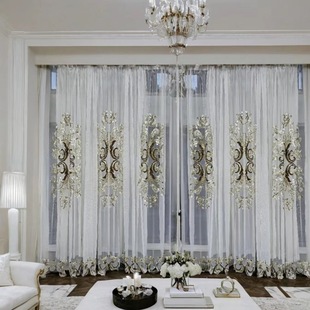 French Luxury Embroidered Gauze Curtains American Bedroom 2025 New Living Room High-End House European Style Curtains and Screens