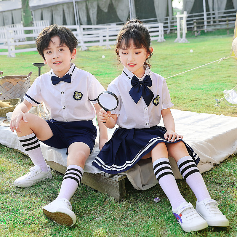Children's school uniform kindergarten uniform 2022 summer shirt college style class uniform set teacher's uniform student two-piece set