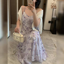 子元2026新款200斤大码女装夏高级感胖妹妹吊带碎花裙连衣裙9328