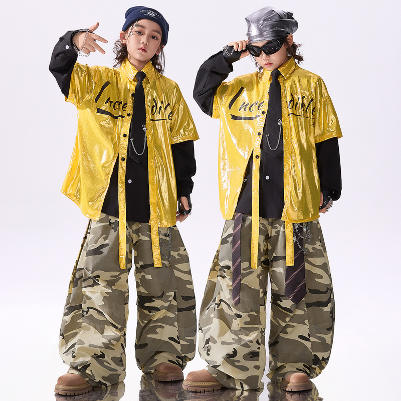 Children's Street Dance Trendy Clothing Boys' Hip-Hop Style Girls' Cool and Stylish Outfits Kids' Drum Performance Costumes