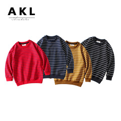 2024 spring Korean style children's clothing new boys' sweatshirts medium and large children's terry striped casual long-sleeved children's sweatshirts