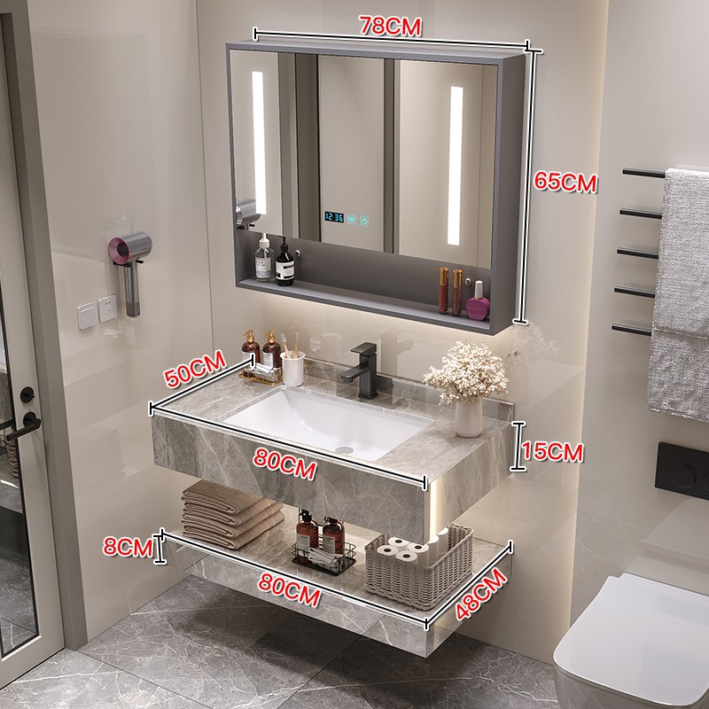 Gabinete de baño moderno y simple combinación de encimera de cerámica de pizarra brillante hotel de alojamiento residencial inodoro lavabo lavabo