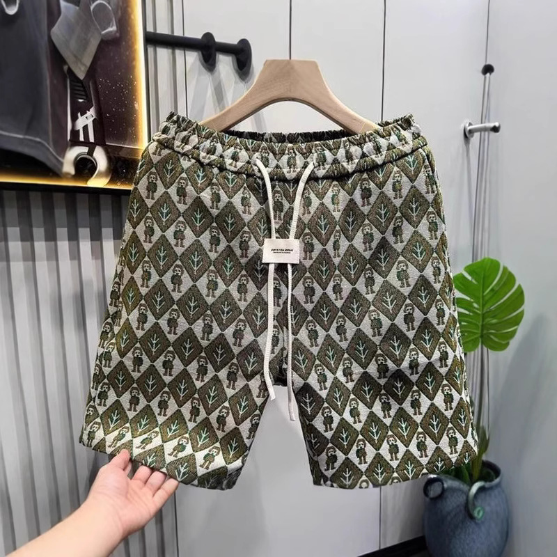 Breathable Men's Casual Shorts With Adjustable Drawstring & Trendy Print - Loose Fit Quick-Dry Sport Shorts For Summer_viptrois.com