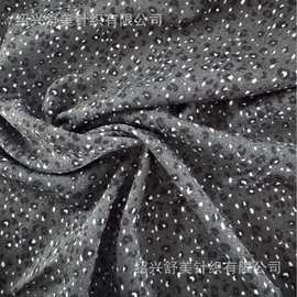 高弹乱麻 墨绿底黑白点涤纶弹力时尚乱麻