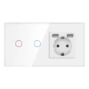 157 touch single circle white two open + USB socket