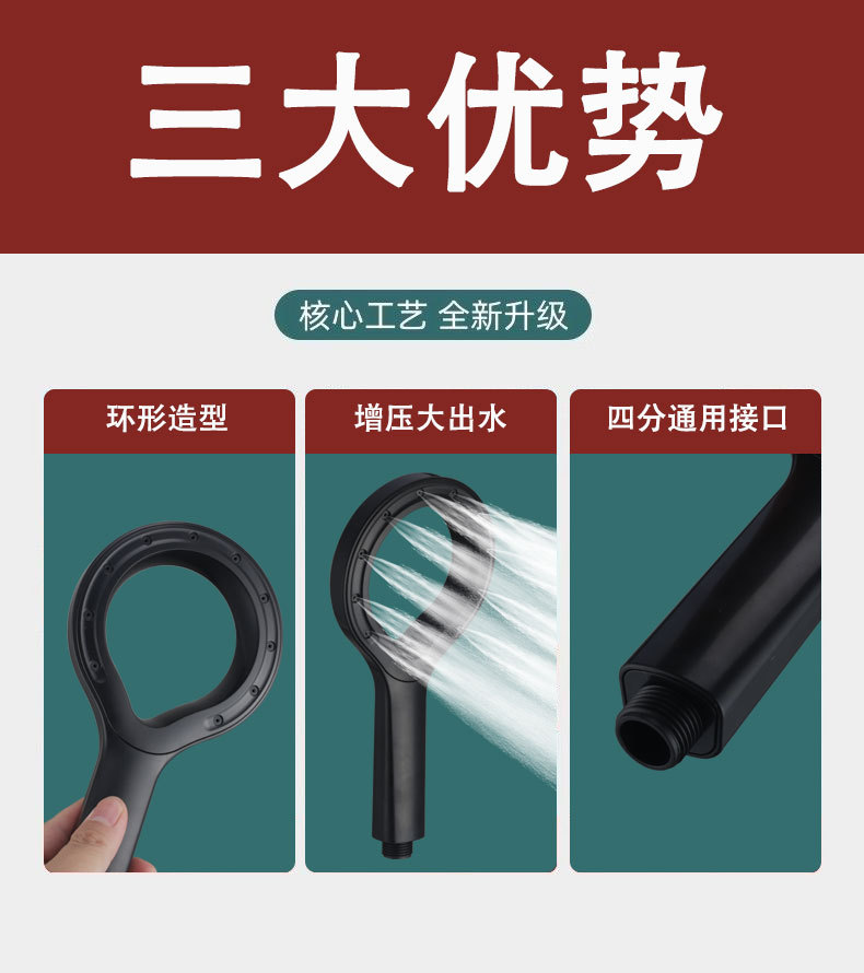 Heart-shaped shower head, pressurized ring-shaped heart-shaped hollowed-out shower head, spray, handheld shower head and showerhead set details Picture