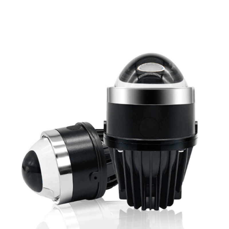 3 pulgadas lámpara de niebla tricolor amarillo y blanco doble lente de luz LED para automóviles