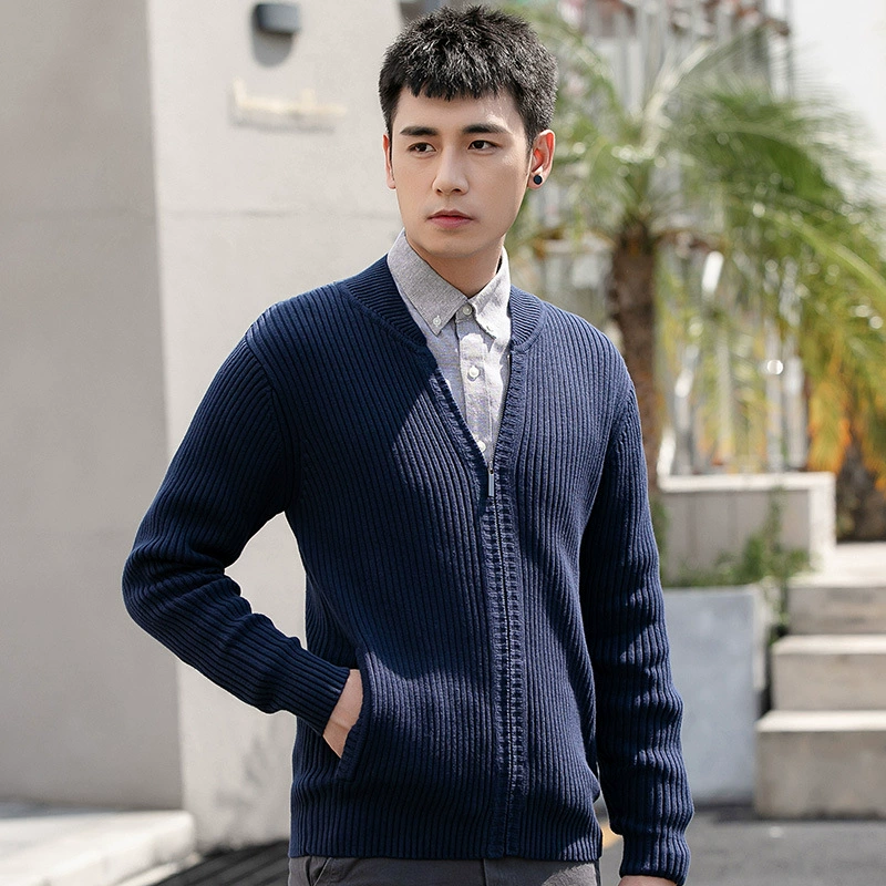 Новая мужская Трикотажная куртка, осенний мужской Приталенный кардиган на молнии в Корейском стиле, Молодежный модный свитер, верхняя одежда