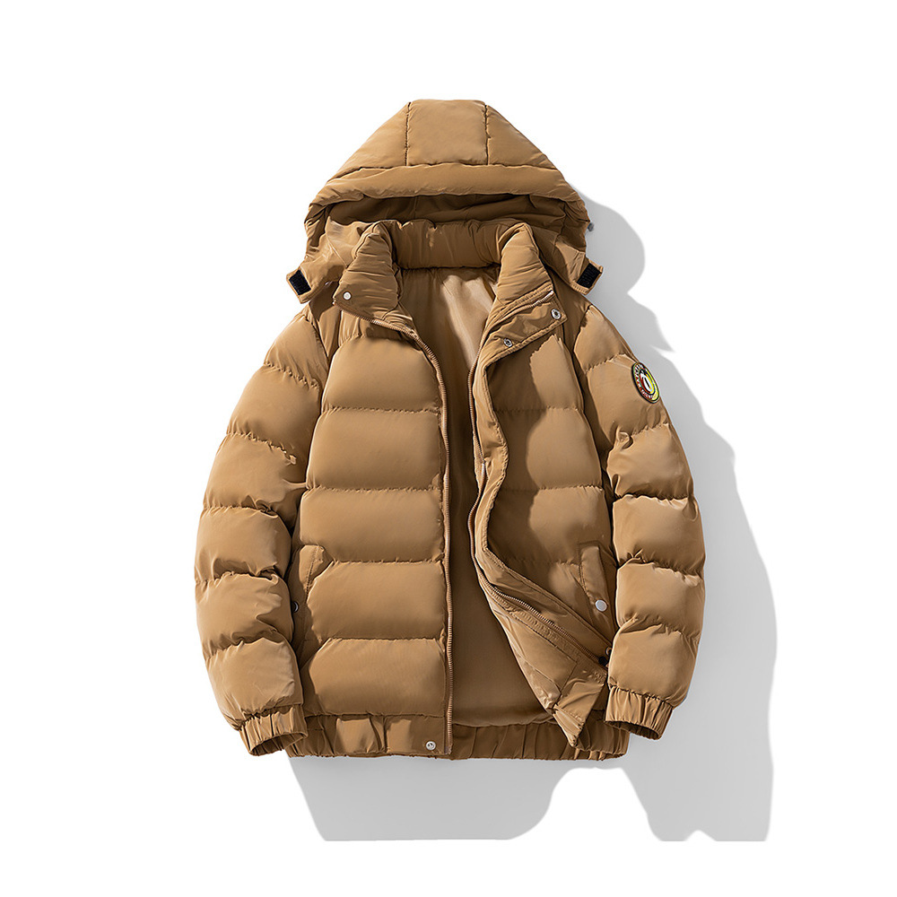 Thick Cotton Jacket for Autumn and Winter, New Men's Plain Cotton Coat, Japanese Style Loose Hooded Warm Cotton-Padded Jacket