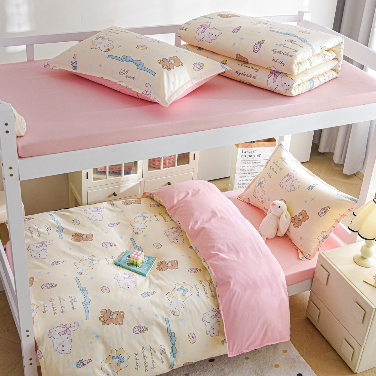 dormitorio de estudiantes de algodón de tres piezas cama