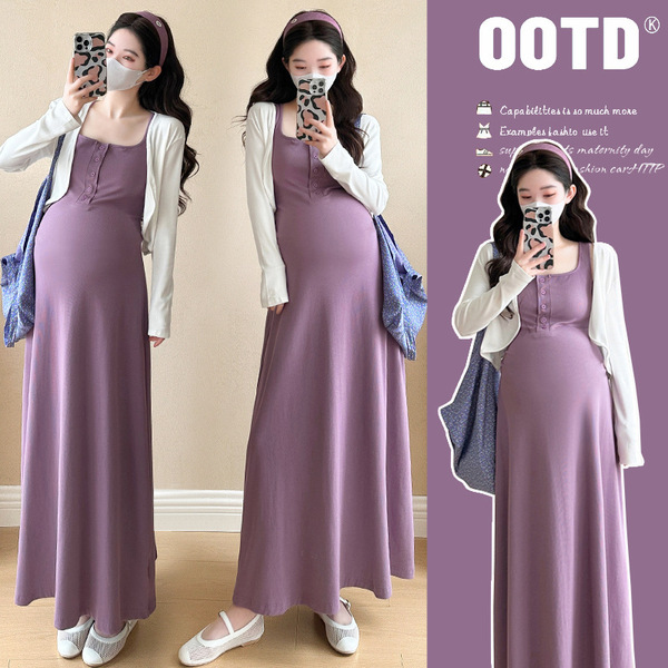 Summer long fashionable dress for pregnant sleevless