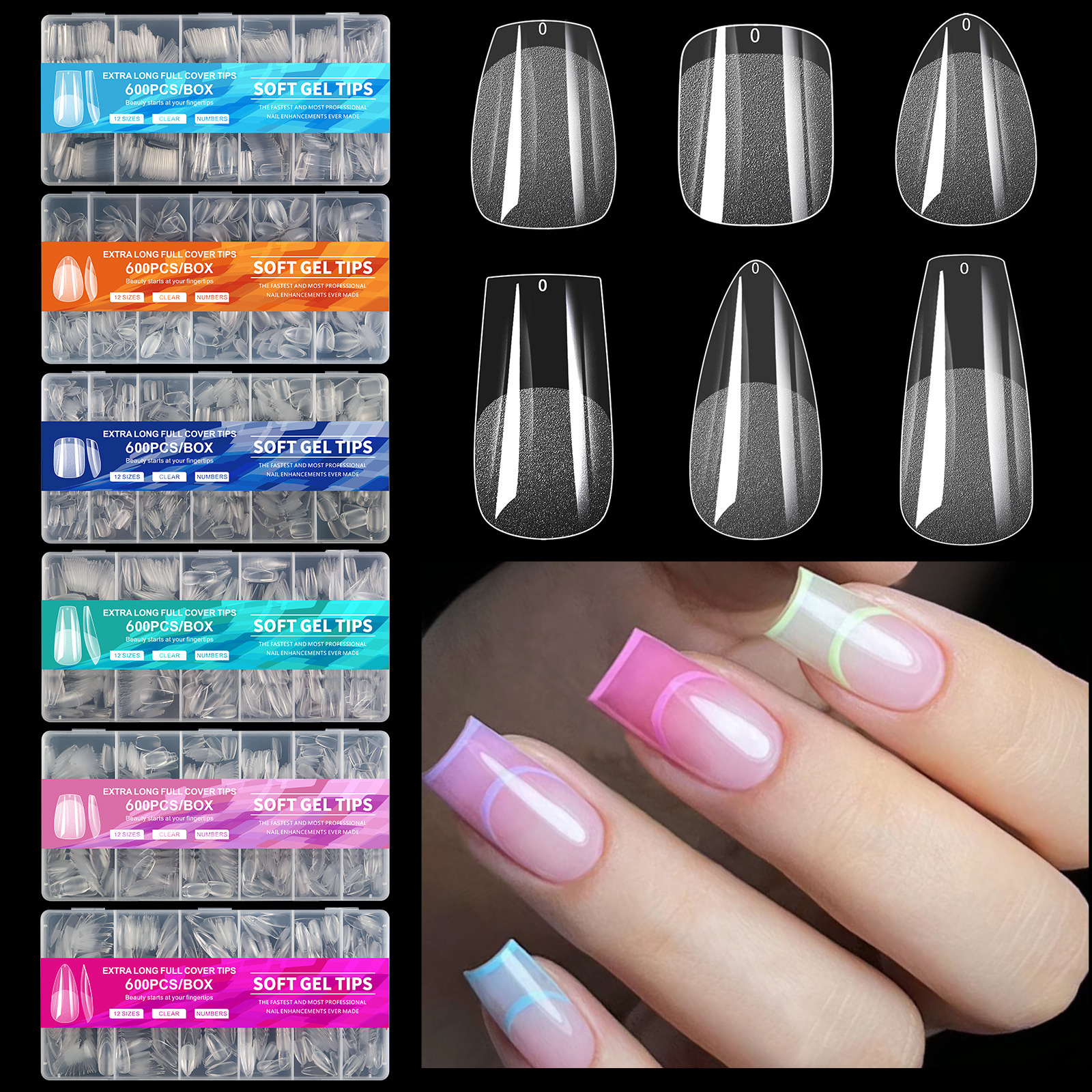 Estilo explosivo transfronterizo de uñas, lentejuelas, uñas postizas semi-esmeriladas, cajas al por mayor, nuevas pegatinas de uñas que no dejan marcas