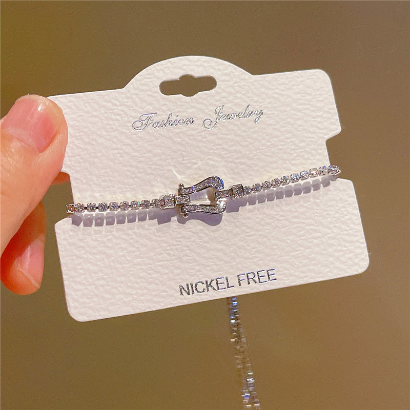 Korean Style Light Luxury silver Deduction Bracelet 2024 Online Celebrity Shop Full Diamond Electroplated New Hand Rope Jewelry for Women