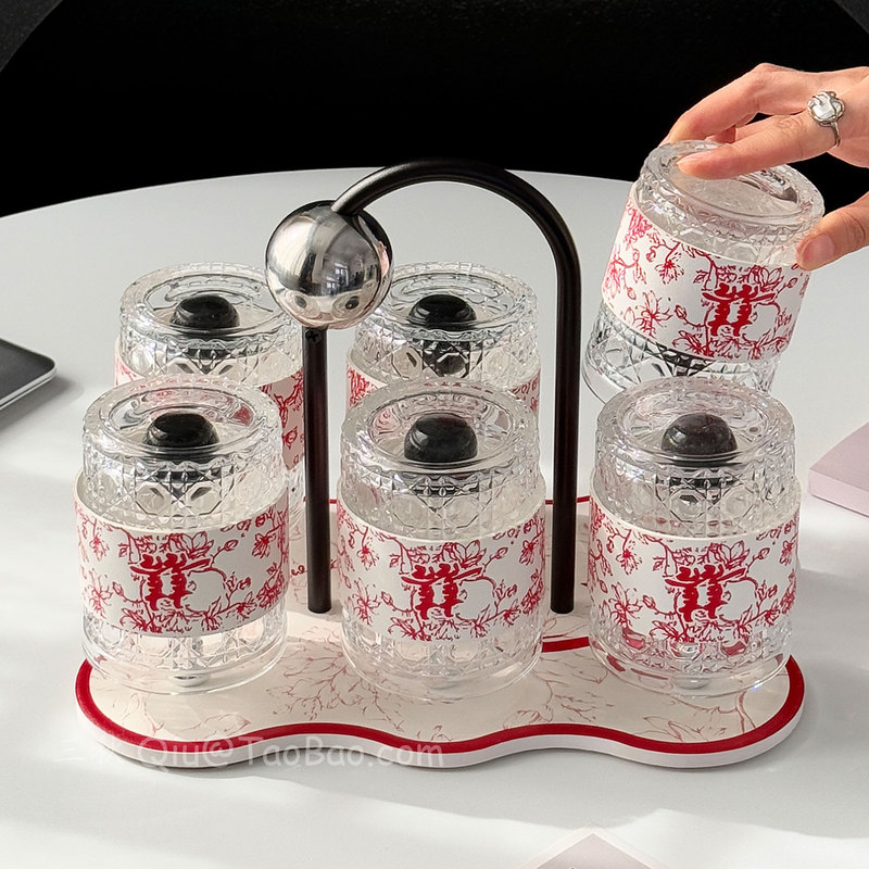 High-End Accessible Luxury Flower Water Set Home Living Room Hospitality Water Cup Tea Cup Wedding Newlywed Housewarming Gift