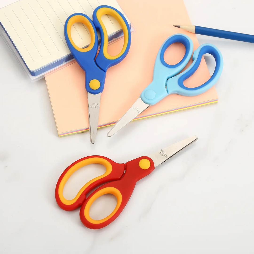 [Direct Factory] papelería de acero inoxidable tijeras de cabeza redonda mini estudiantes niños cortadores de papel cortadores de línea cortadores de oficina image 5