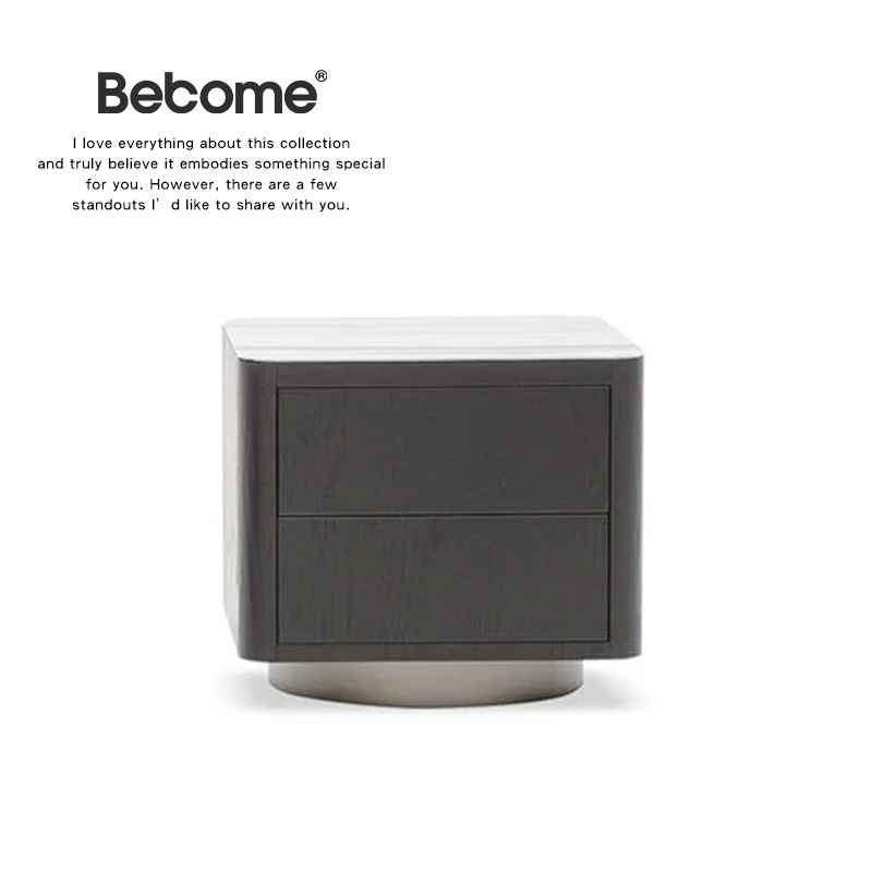 Italian Minimalist Creative Modern Light Luxury Designer Square Sandwich Bedside Table Bedroom Hotel Bed Storage Cabinet G