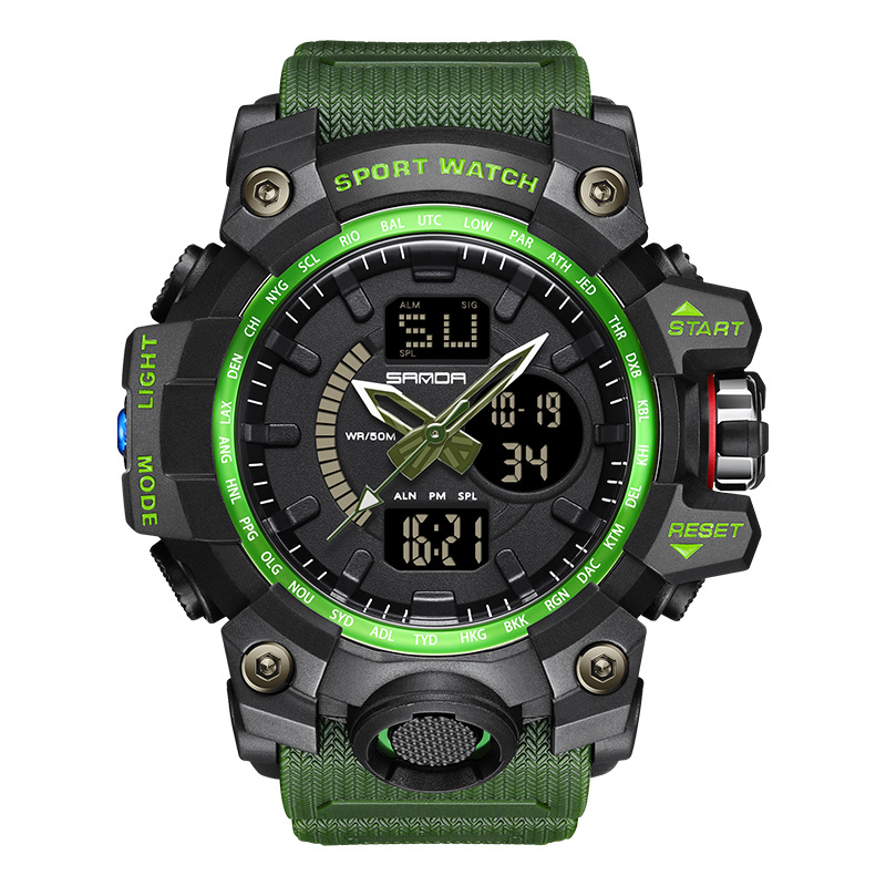 SANDA 3132 reloj electrónico de los hombres de moda personalizado reloj digital estudiante al aire libre impermeable reloj multifuncional