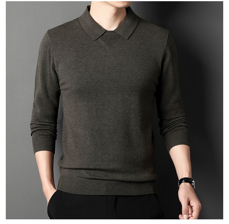2024 nuevos suéteres para hombres de moda de otoño e invierno suéter de punto de fondo suéter cálido y grueso top de hombre delgado