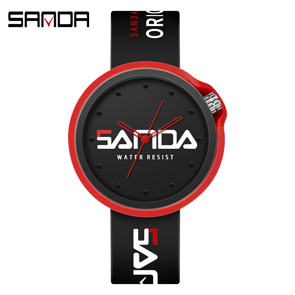SANDA 3200 nuevo movimiento de cuarzo Correa silicona simple casual deportes al aire libre reloj estudiante