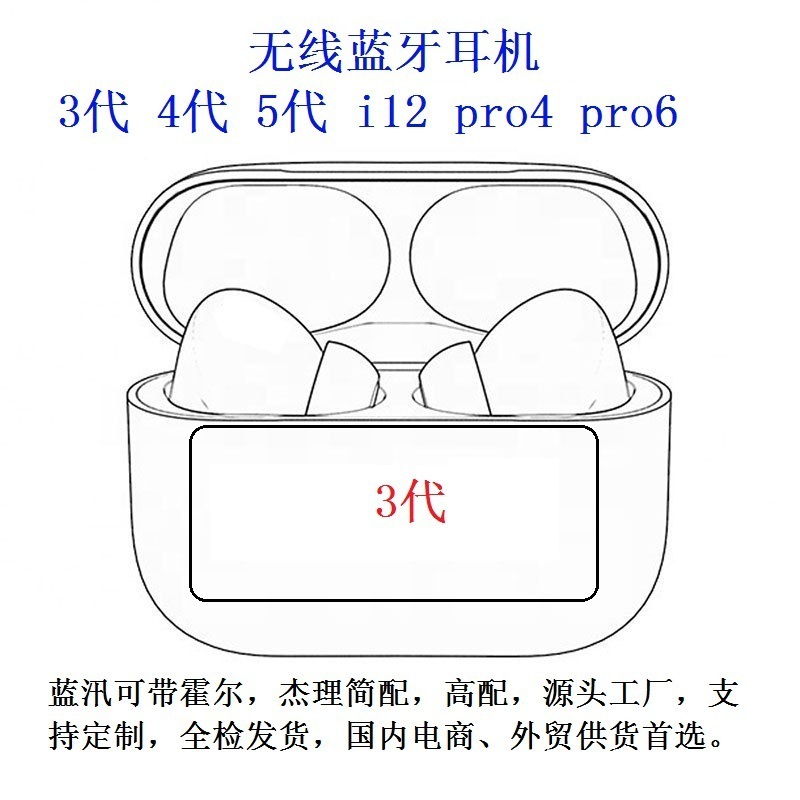 华强北蓝牙耳机pro4 pro6真无线TWS二三四五六七代 i12耳机工厂 - 1