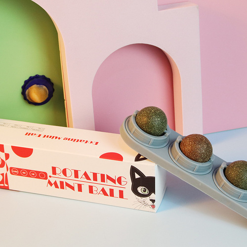 Catnip sphere rotating ball manufacturer direct sale, wood sorrel galls fruit ball, cat self-entertaining toy, dental care cat snack