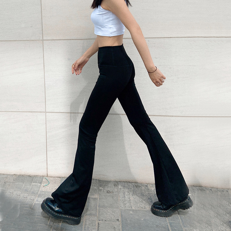 8090S Disco High-Waisted Retro Flared Wide-Leg Pants for Women Spring and Summer Elastic Slimming Leg-Lengthening Casual Long Pants