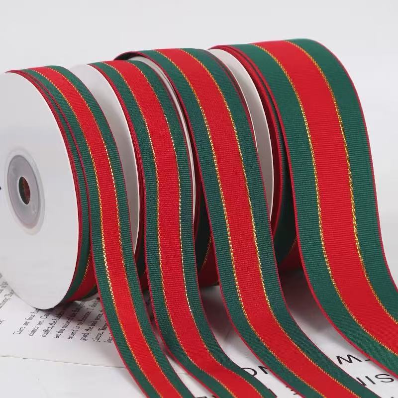 Transfronterizos de navidad cinta 2.5cm rojo y verde cinta decoración de navidad DIY caja de regalo embalaje cinta al por mayor