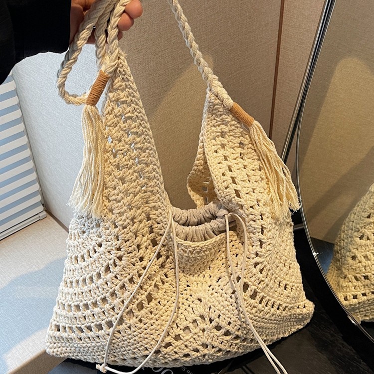 Lazy Style Large Capacity Woven Bag For Women, Summer Seaside Vacation Shoulder Beach Bag, Straw Tote Bag - Thumbnail 3