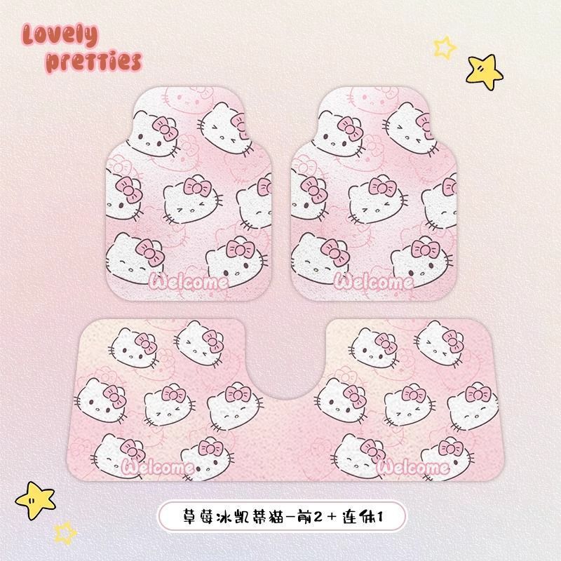 Universal car floor mat with silk loop design, cute cartoon puppy design for the driver's side, anti-dirt single-piece car carpet