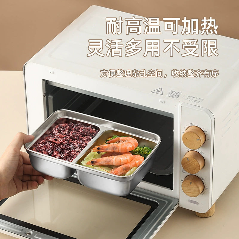Food-grade stainless steel compartmented fresh-keeping box, sealed refrigerator storage box, microwaveable lunch box, portable lunch box