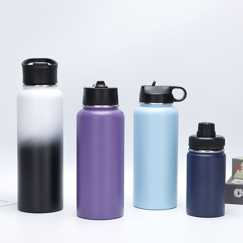 Olla espacial de acero inoxidable 304 transfronteriza, termo portátil de color degradado de gran capacidad, botella de agua deportiva para exteriores