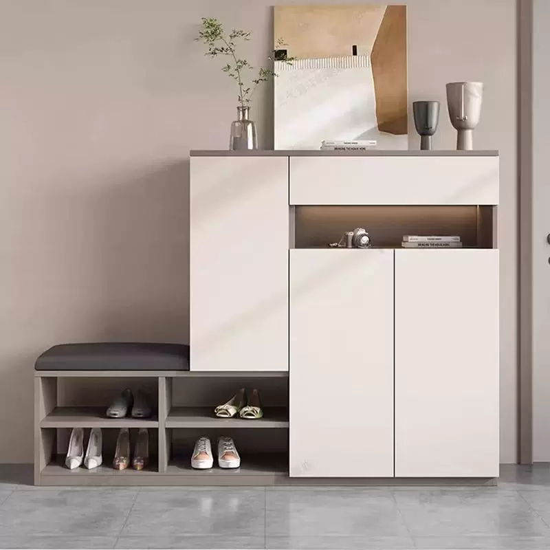 全实木鞋柜家用门口入户鞋架换鞋凳高低组合小户型玄关收纳柜