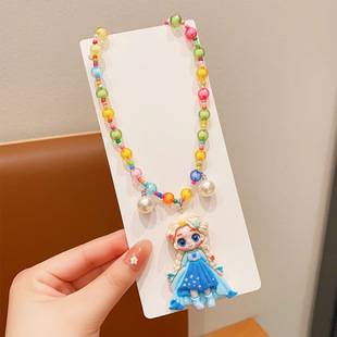 Children's Cute Cartoon Toy Necklace Decorations Little Girl Color Beaded Pendant Jewelry Baby Princess Accessories