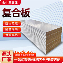 复合板岩棉夹芯板隔墙板防火阻燃隔热净化彩钢板复合夹芯板