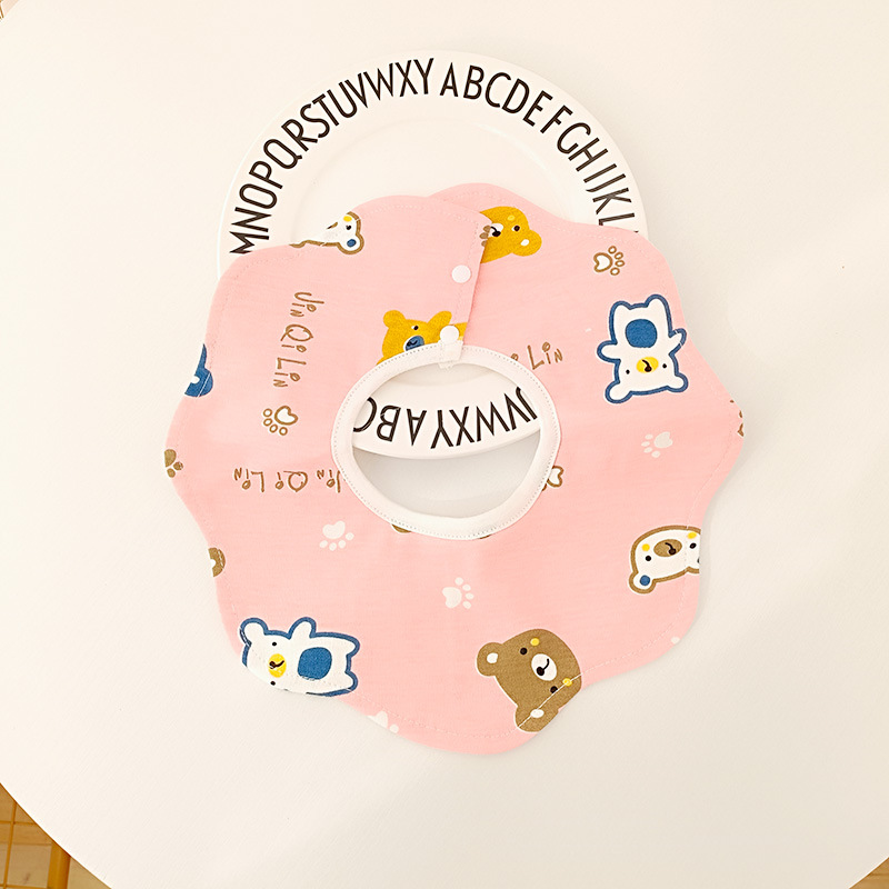 Bebé recién nacido otoño e invierno nuevo estilo flor saliva toalla algodón bebé impermeable escupir babero 360 grados rotación