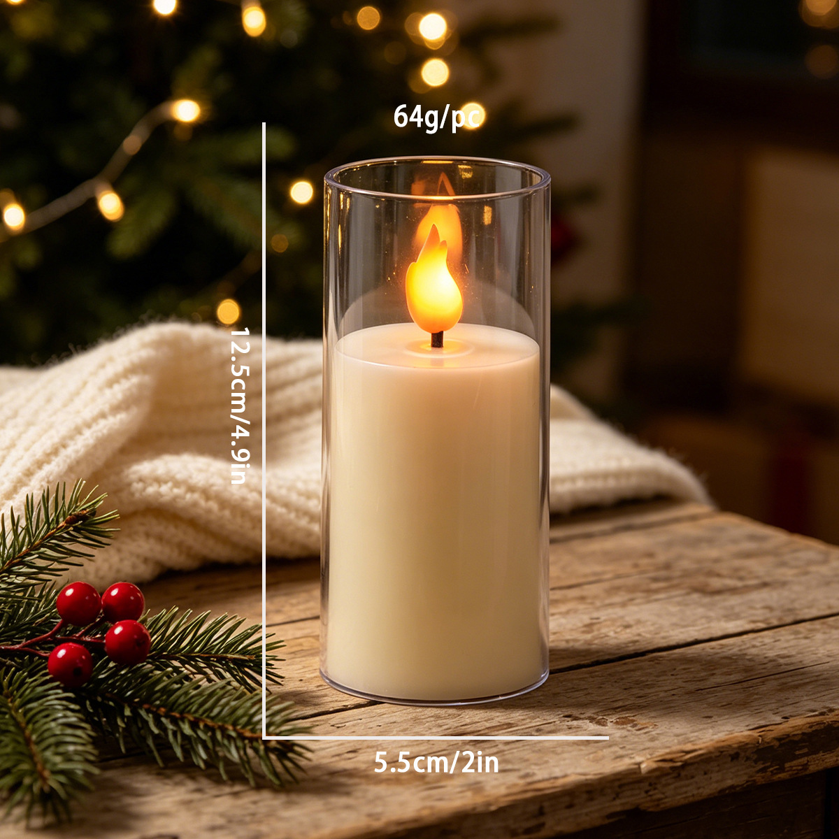 Vela acrílica popular de Amazon, vela electrónica LED transfronteriza con taza, ambiente de llama simulada parpadeante.