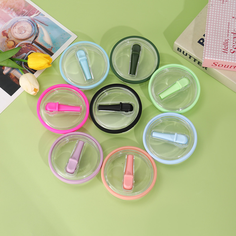 New four-generation 40oz foldable straw car cup lid sealed leak-proof transparent plastic lid portable ice cup lid