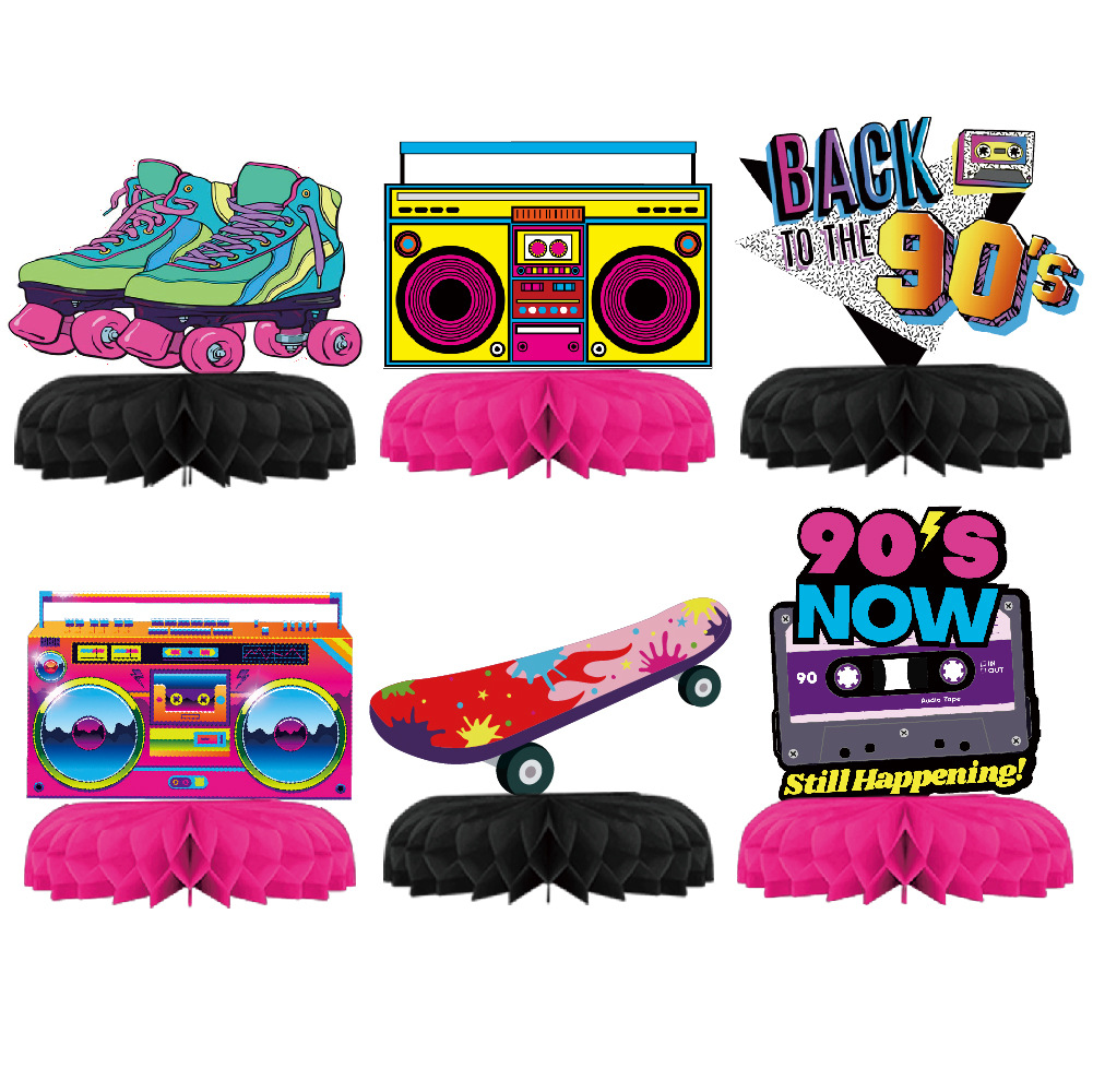 Fábrica directa discoteca tema de cumpleaños decoración de panal de escritorio decoración de panal de fiesta retro 80s90s