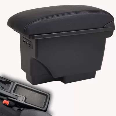 Applicable to 2019-2021 Volkswagen Armrest box - ordinary-rechargeable-model-without-central-channel-kit-black-black-line-microfiber-leather
