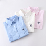 Студенческая юбка в складку, школьная рубашка для школьников, коллекция 2021, с вышивкой