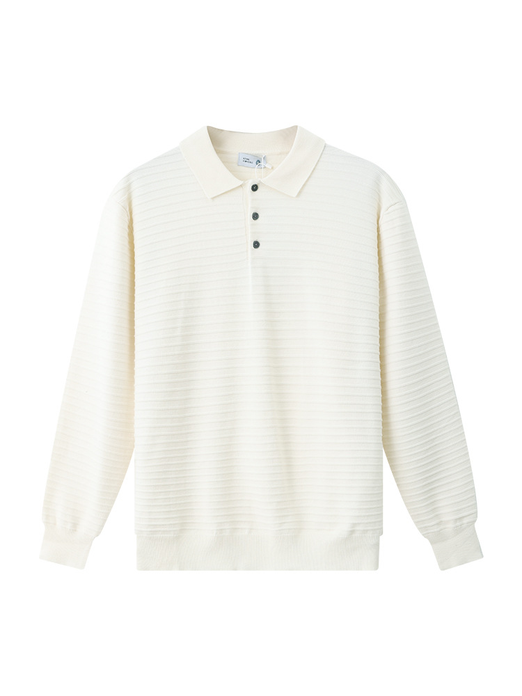 Old Money New Noble Fashion Hombre lujo ligero suéter a rayas de alto nivel camiseta de punto de negocios casual cuello de manga larga chaqueta polo