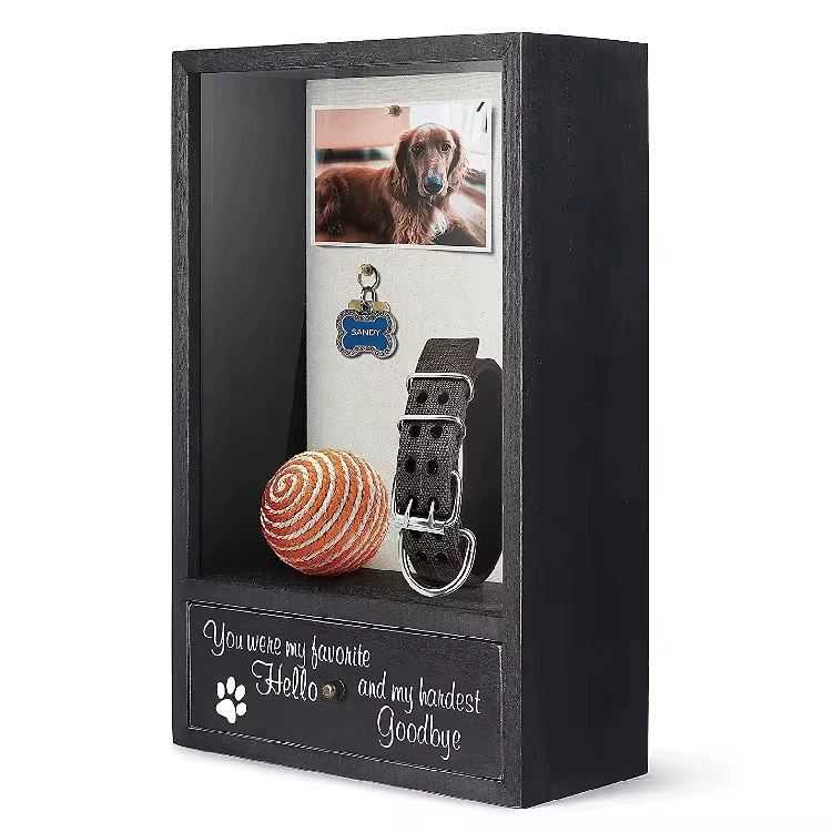 Памятная деревянная коробка для домашних животных в гостиной с выдвижным ящиком для хранения ошейника, коробка для коллекции фотографий, маленькая надгробная плита для кошки с фоторамкой